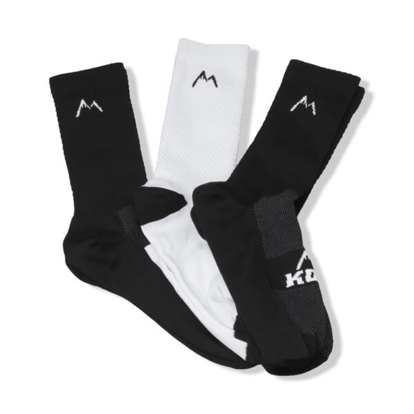 3PACK Medias deportivas ciclismo running - KOM-1 3PACK Medias deportivas ciclismo running Blancas/Negras - KOM