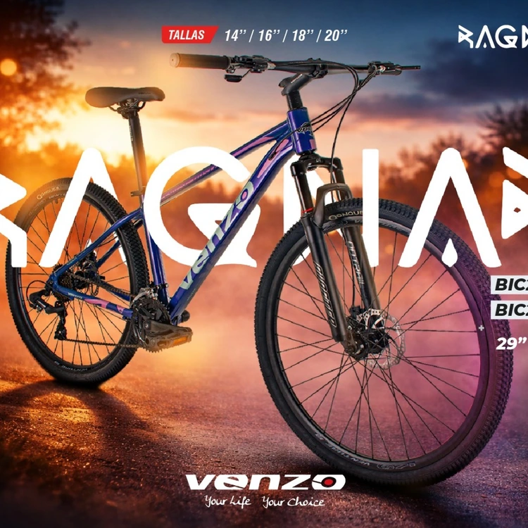Bicicleta Mtb Rin 29" Ragnar 3x7 Vel Mecanica Colores - Venzo