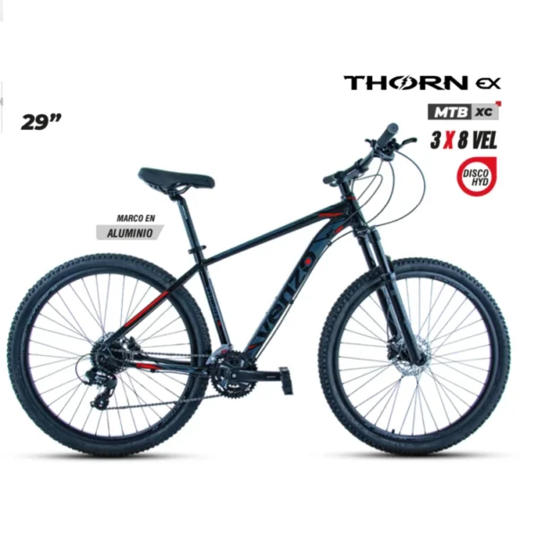 Bicicleta Mtb Rin 29" Thorn Ex 3x8 Vel Grupo Shimano Tourney Frenos MT200 - Venzo