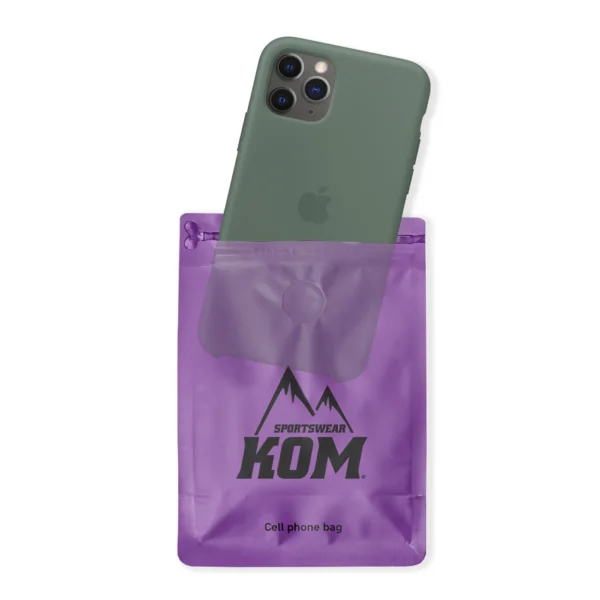 CELL-BAG-MORADO-FRONTAL Estuche impermeable celular cierre ziploc ciclismo, running, moto Morado - KOM