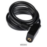 Candado de Cable Espiral de Llave 6X1500MM Acero Negro - GW Candado de Cable Espiral de Llave 6X1500MM Acero Negro - GW