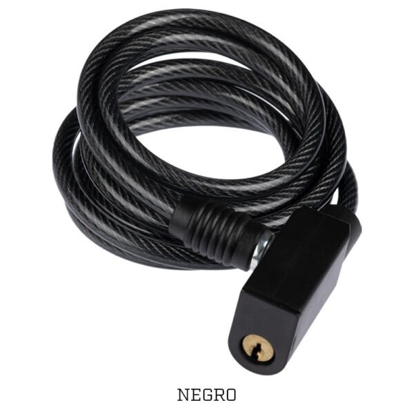 Candado de Cable Espiral de Llave 6X1500MM Acero Negro - GW Candado de Cable Espiral de Llave 6X1500MM Acero Negro - GW