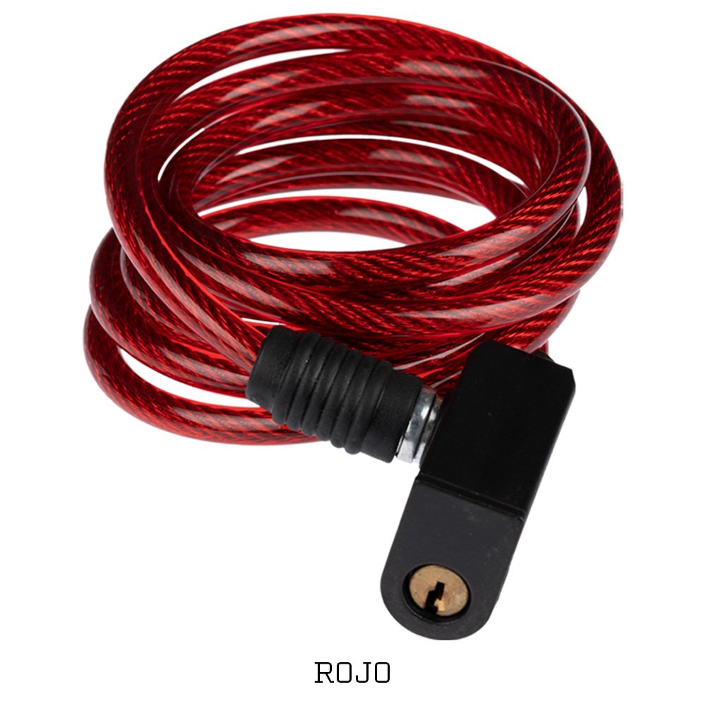Candado de Cable Espiral de Llave 6X1500MM Acero Rojo - GW