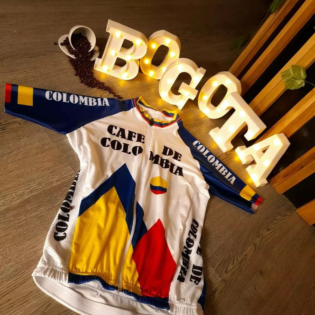 Veste cycliste vintage 90'S Cafe de Colombia Equipe pro jacket Colombie