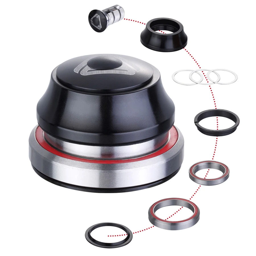 Juego De Dirección Integrado 1-1/8 52MM Tapon Aluminio  QLP-62 Negro - Gw