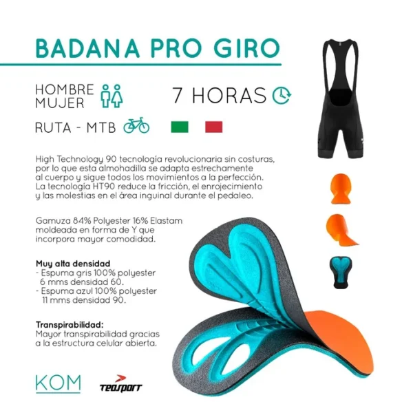 Lycra GIRO PLUS Con Bolsillos Dama Negra - Kom