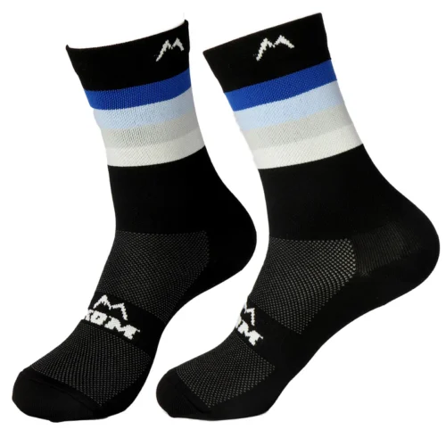 Medias Full Estilo, ciclismo y running Negras/Azul - Kom