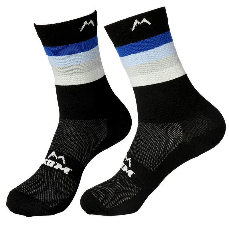 Medias Full Estilo, ciclismo y running Negras/Azul - Kom