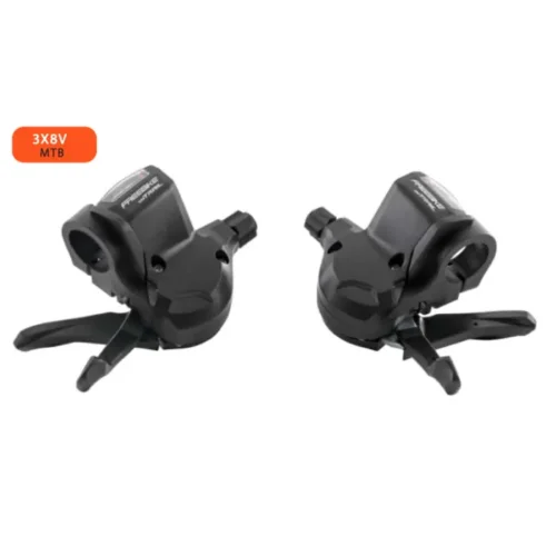 Palancas Freebike Der/Izq 3/8Vel Mtb Negro Con Fundas On Trail