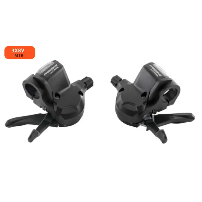 Palancas Freebike Der/Izq 3/8Vel Mtb Negro Con Fundas On Trail