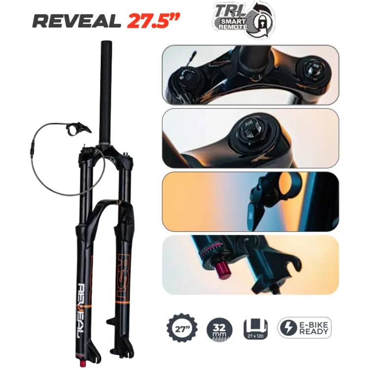 Tenedor Rst Reveal 650B Trl 27.5 120Mm Disco, 28,6Mm, Negro Mate Tenedor Reveal 650B Trl 27.5" 120Mm Disco 28.6Mm Rst