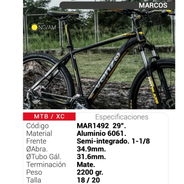Marco Mtb Thorn Ex 29" Sin Tenedor  - Venzo